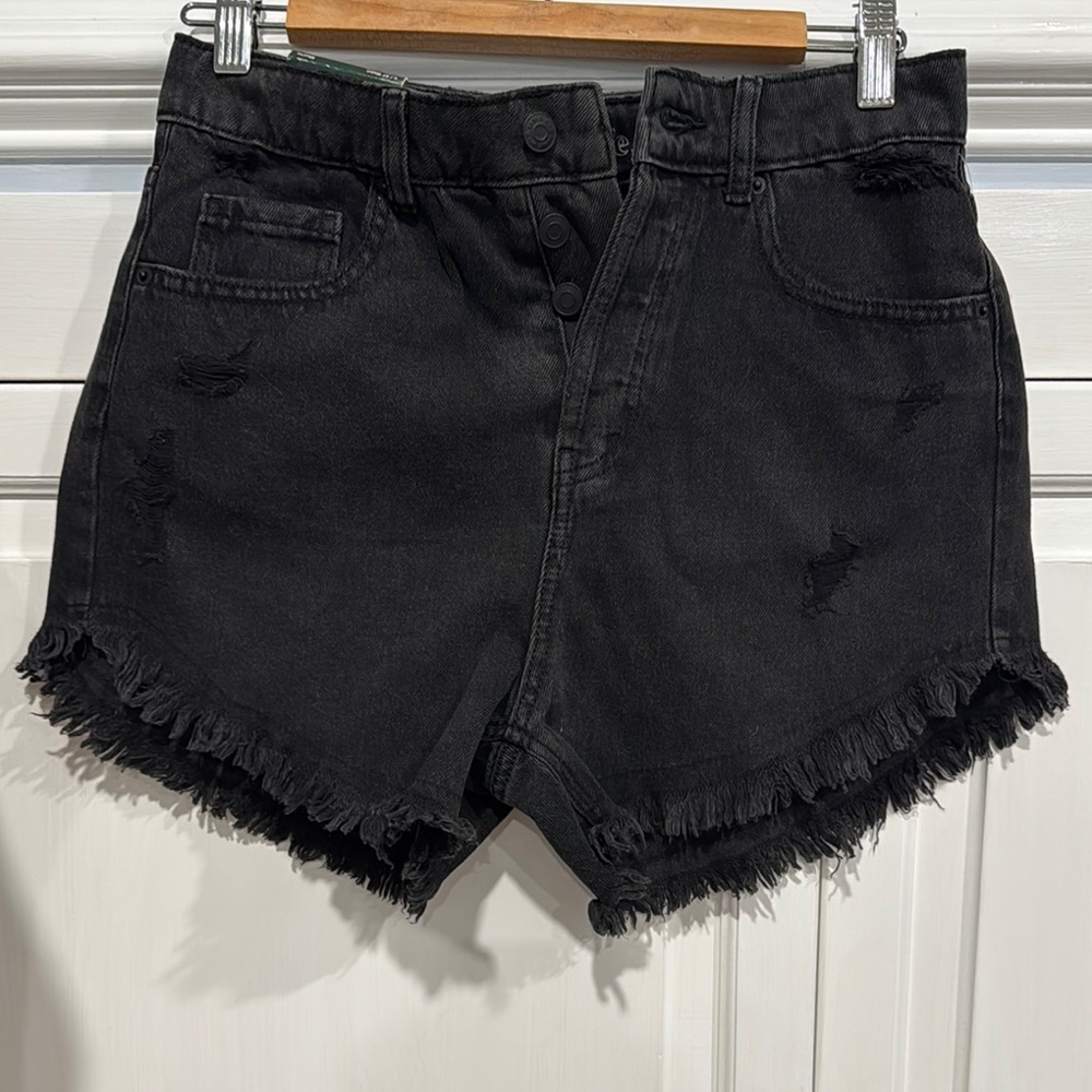 Wild Fable Black Jean Shorts with Frayed Hem